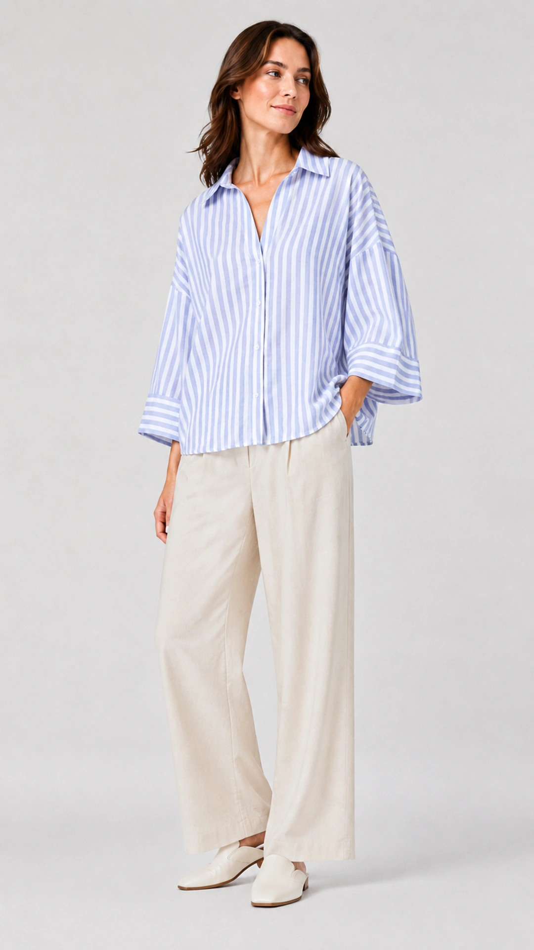 Relaxed Linen Button-Up Blouse