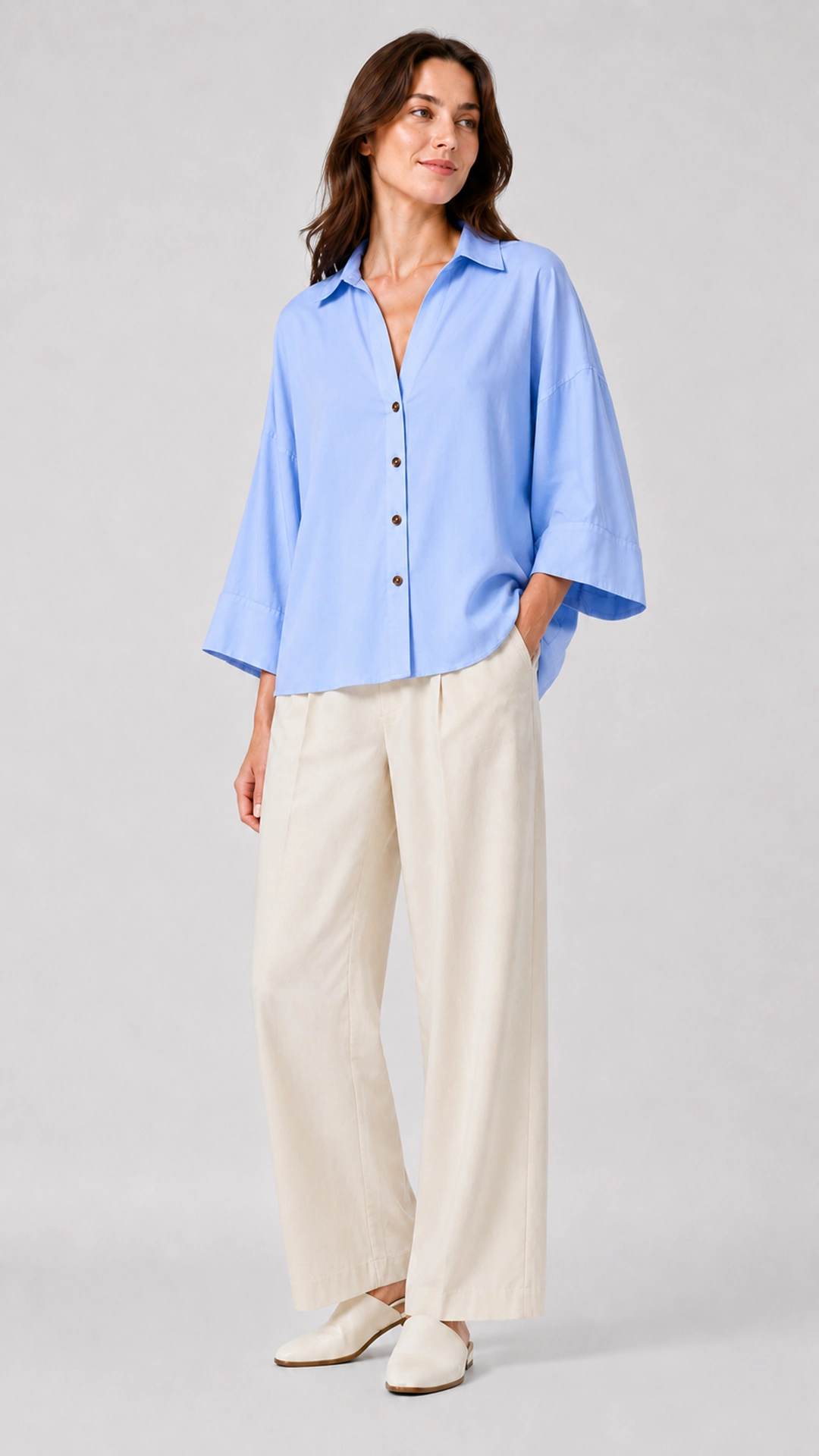 Relaxed Linen Button-Up Blouse
