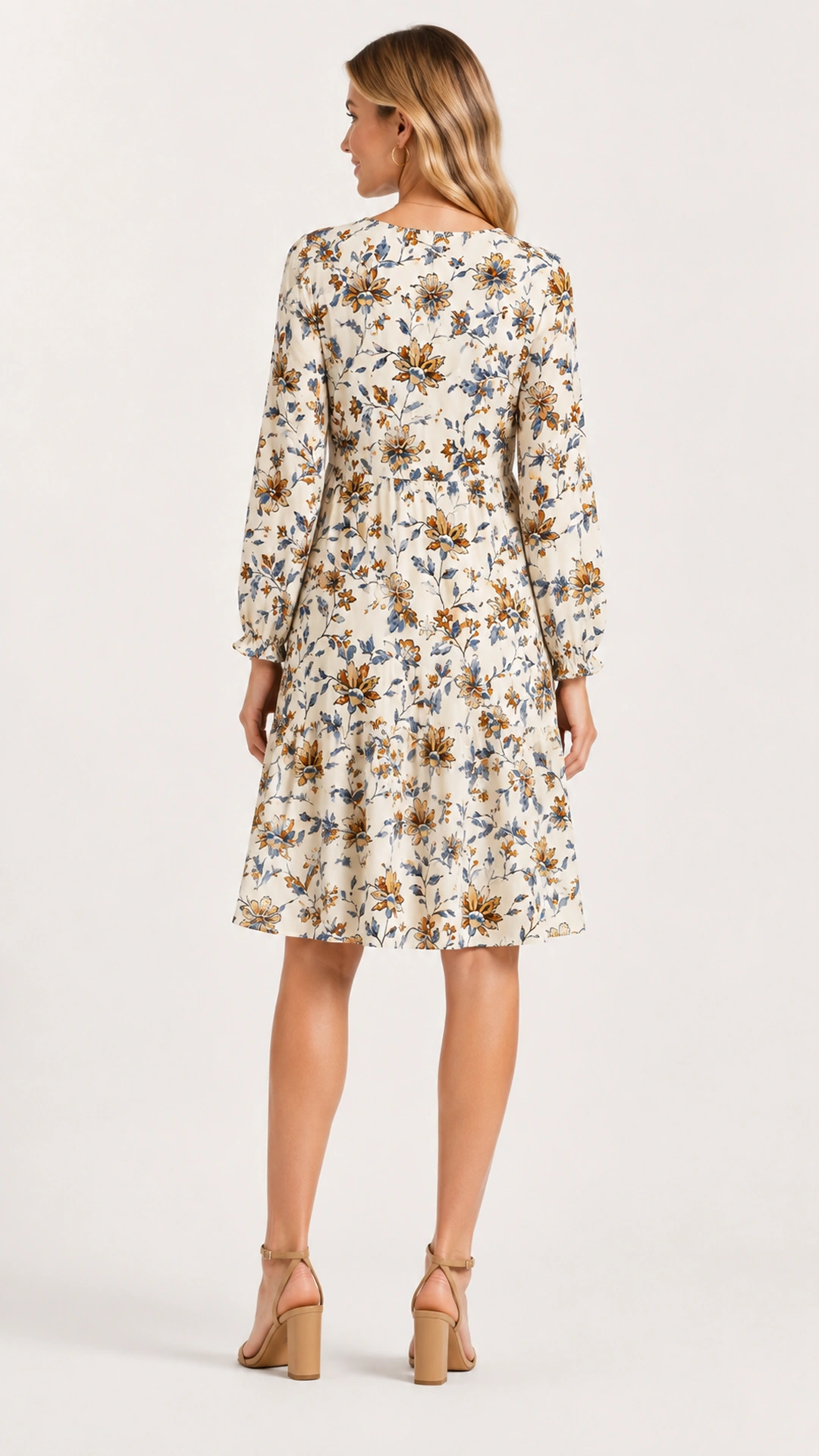 Vintage Floral A-Line Midi Dress