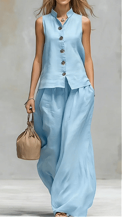 Women's Stylish Casual V-Neck Tank Top and Trousers Set