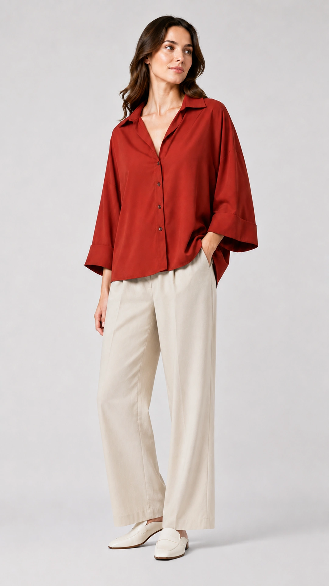 Relaxed Linen Button-Up Blouse