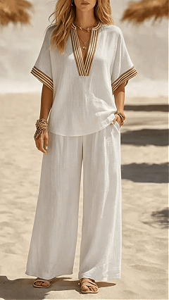 Women's Sleeveless Solid-Color Top and Wide-Leg Pants Two-Piece Set