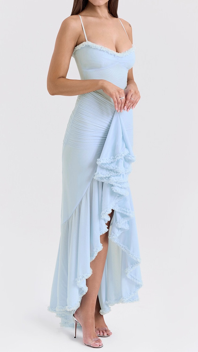 Women's Sleeveless Spaghetti Strap Ruched Mermaid Dress
