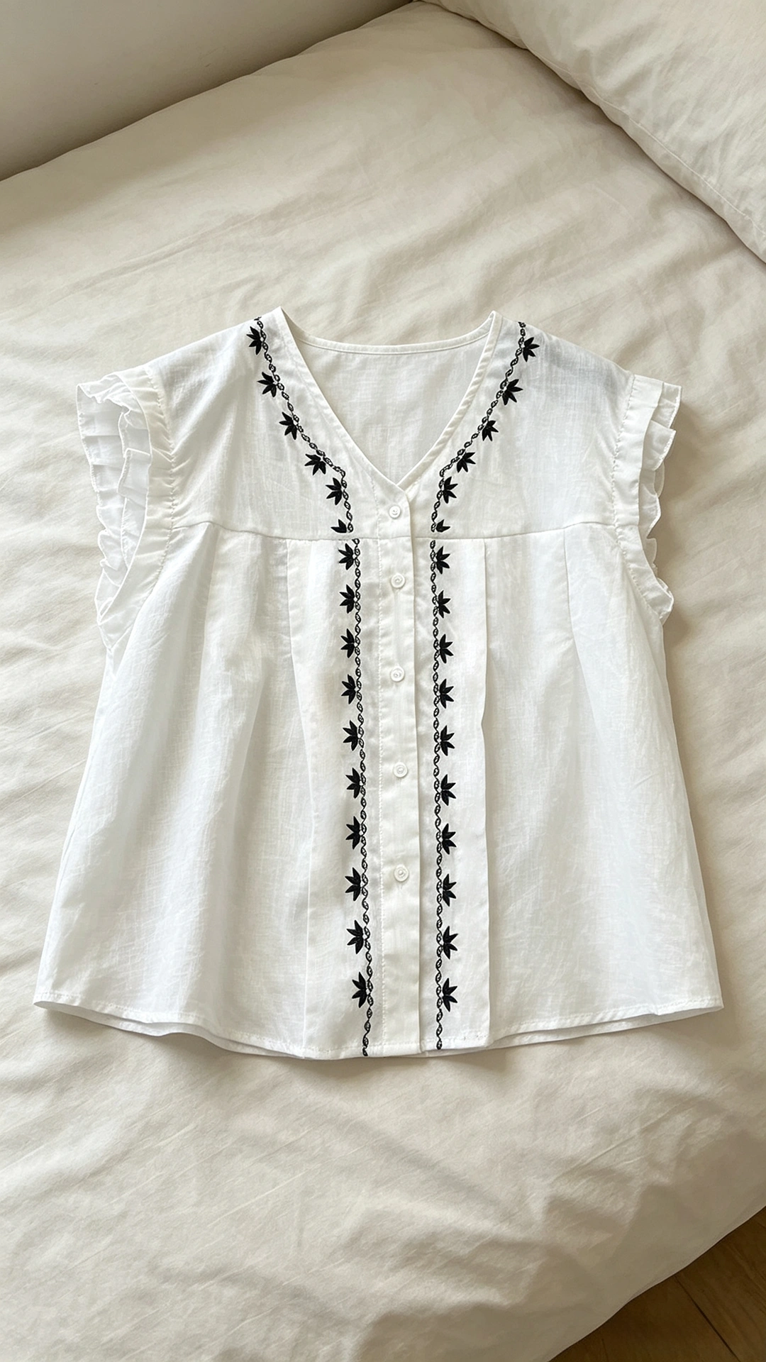 Elegant Embroidered V-Neck Vest Top – Lightweight Sleeveless Summer Top