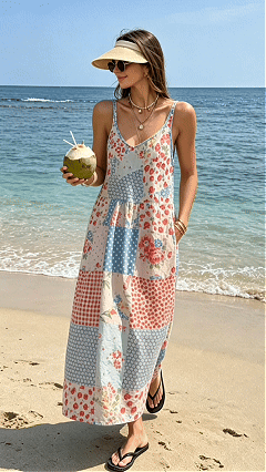 Women's Romantic Color-Block Camisole Dress (Vacation Style)