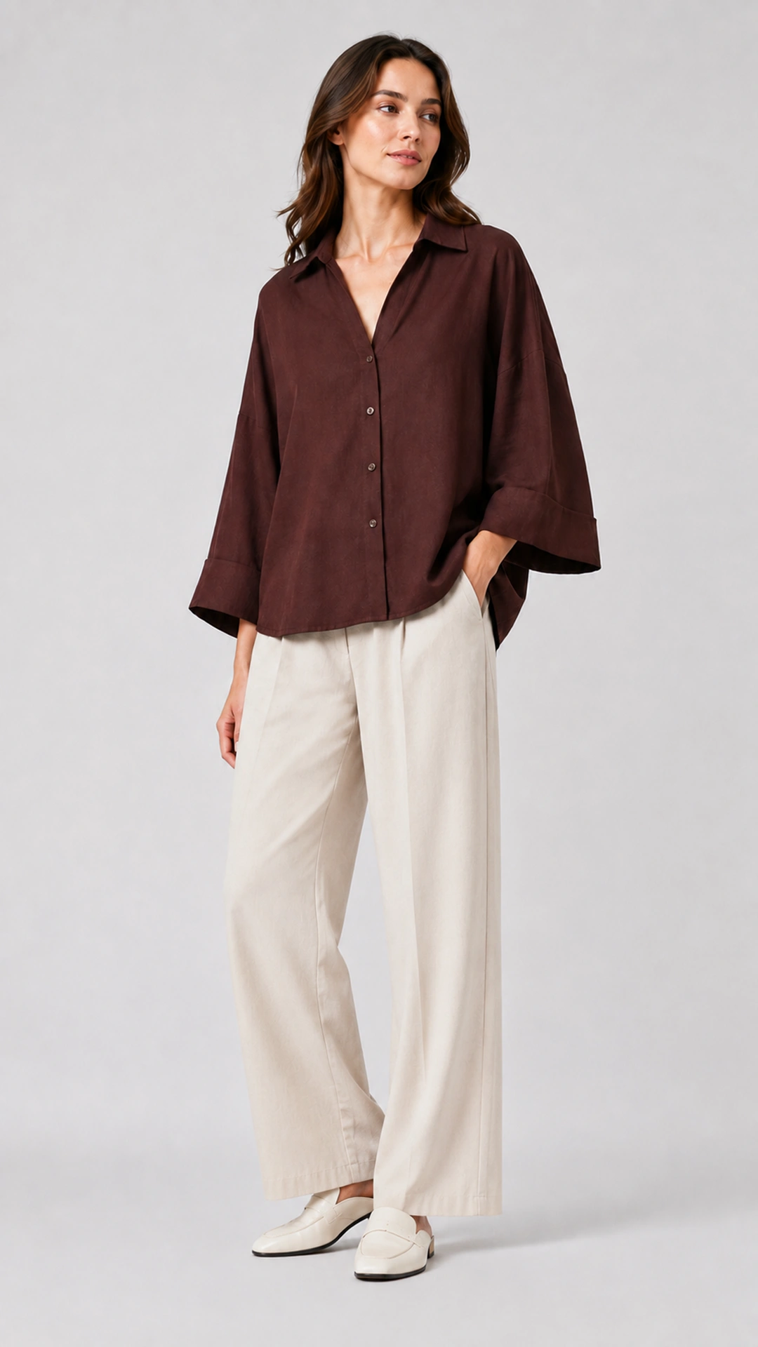 Relaxed Linen Button-Up Blouse