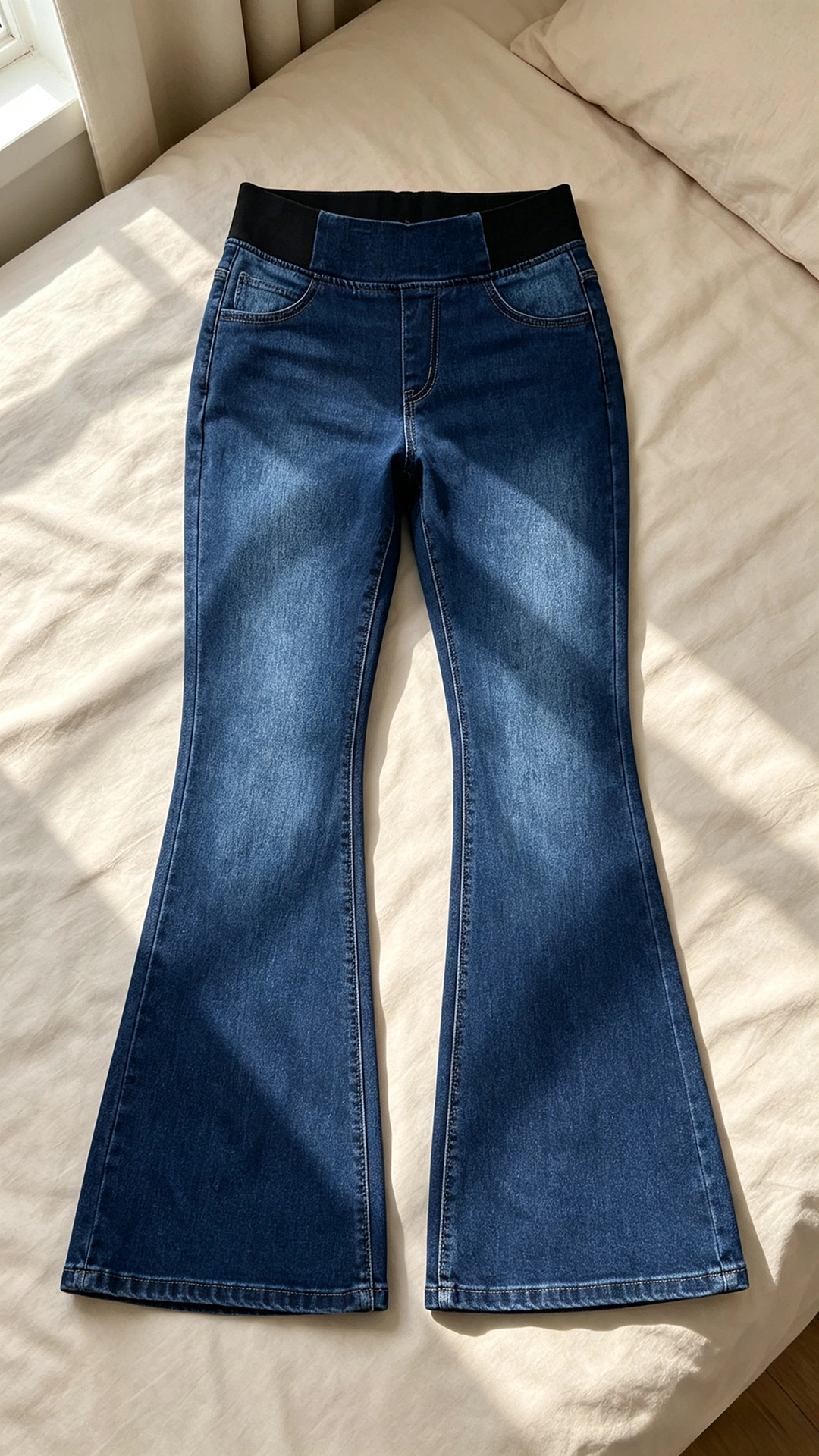 Women's High Waisted Stretch Flare Jeans – Slim Fit Pull On Bell Bottom Denim Pants