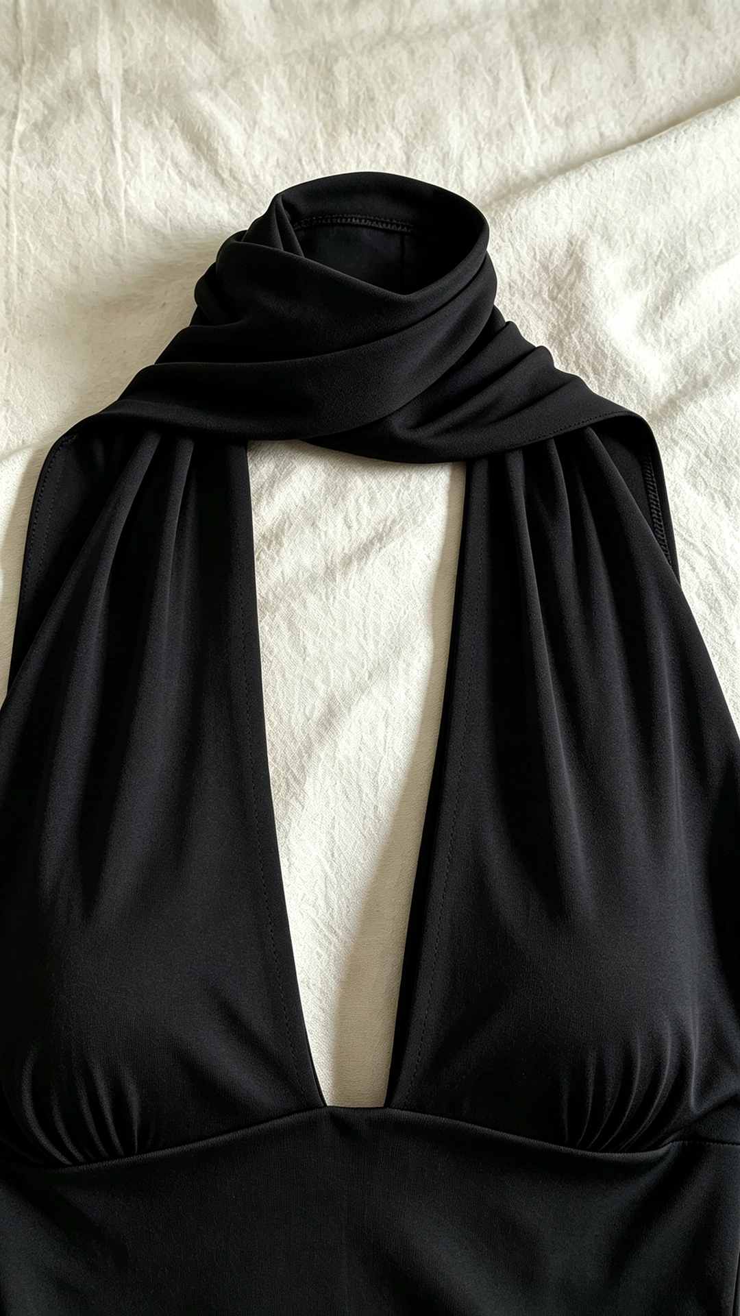 Women's Backless Halter Neck Top – Elegant Deep V Tie Front Crop Top with Stretch Fit
