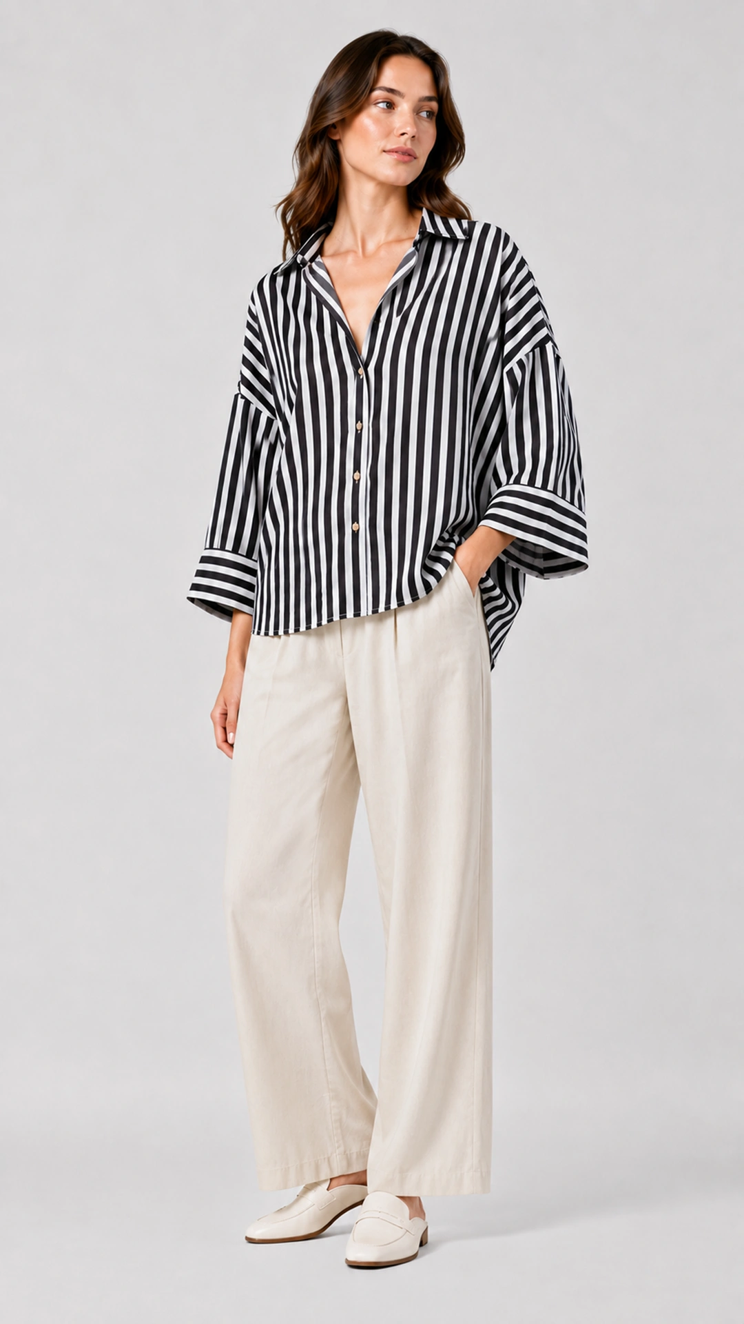 Relaxed Linen Button-Up Blouse