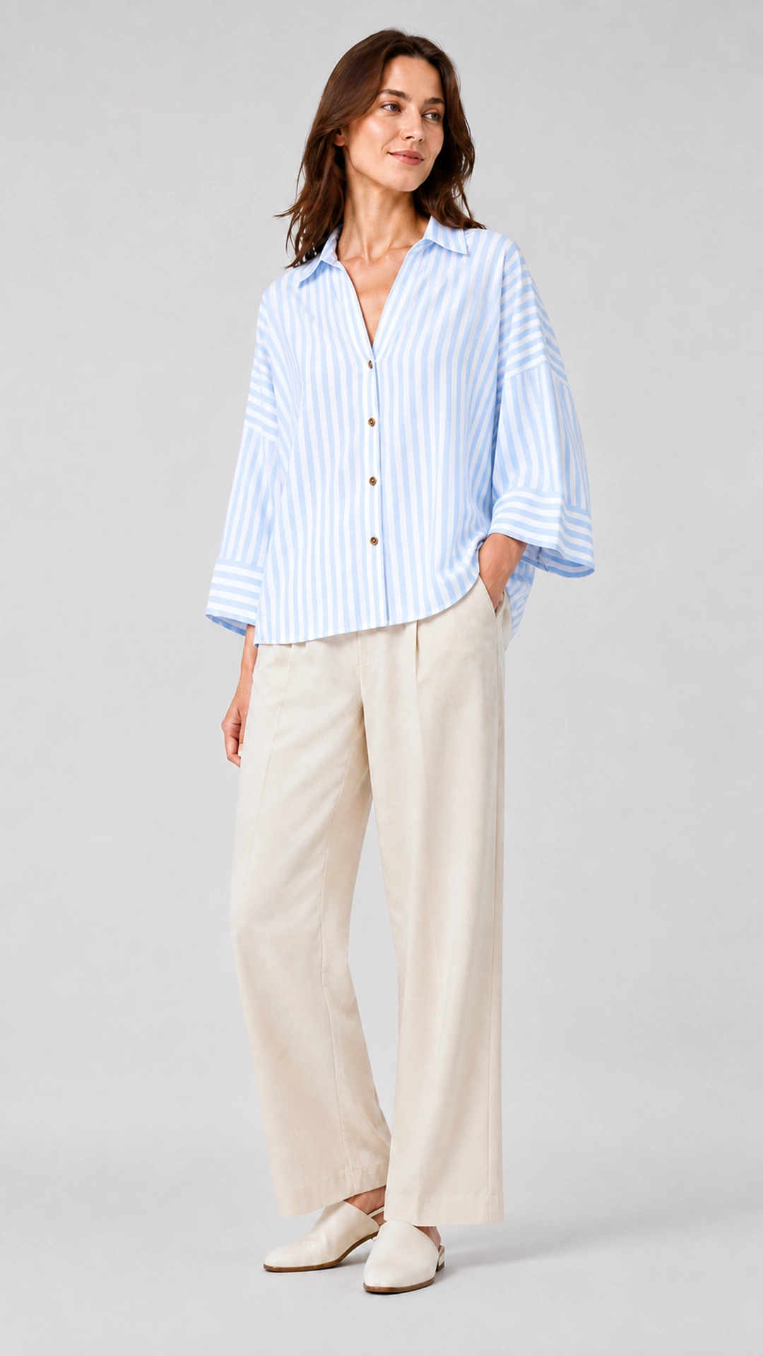 Relaxed Linen Button-Up Blouse