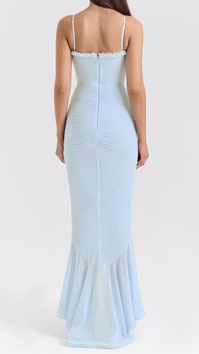 Women's Sleeveless Spaghetti Strap Ruched Mermaid Dress