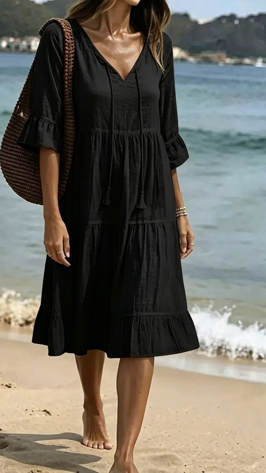 Women's Tiered Fringe Loose Vacation Dress