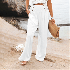 ⏰ LAST DAY SAVE 50%🔥Women's Wide Leg Dress Pants Chinos Vacation Streetwear Casual Full Length Medium Waist Plain