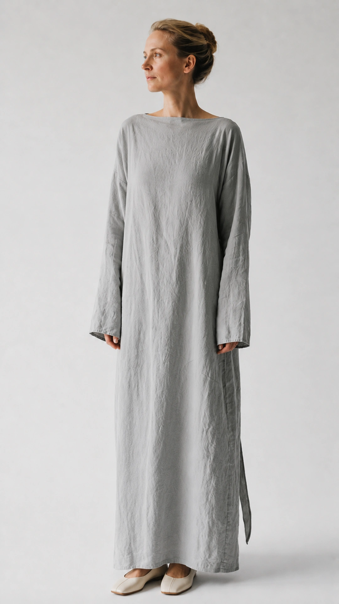 Adjustable Waist Tie Maxi Dress – Elegant Long Sleeve Dress
