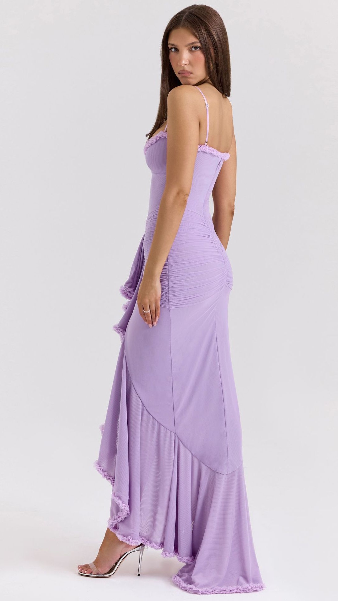 Women's Sleeveless Spaghetti Strap Ruched Mermaid Dress