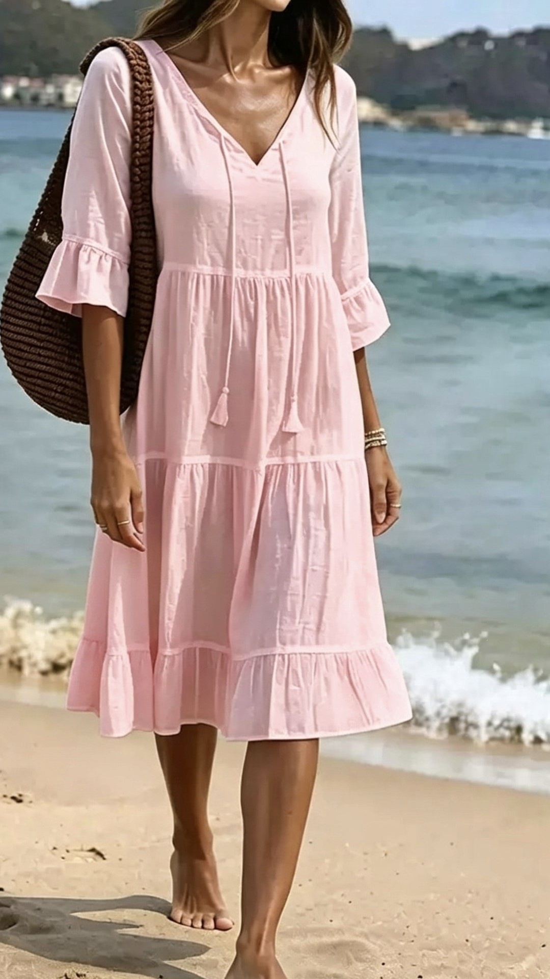 Women's Tiered Fringe Loose Vacation Dress