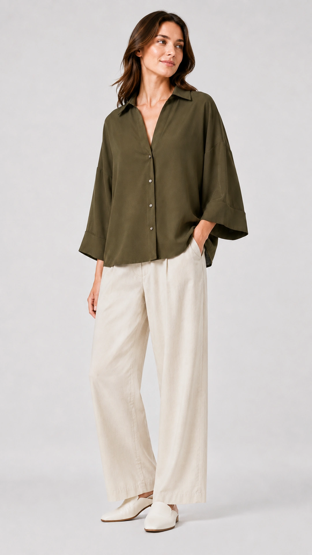 Relaxed Linen Button-Up Blouse